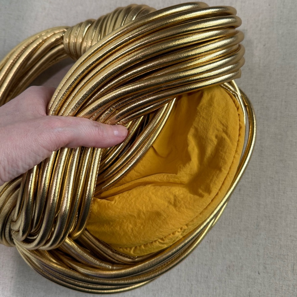 Gold Knot Top Handle Bag | Sculptural Rope Handbag | Statement Piece - Picture 4 of 5